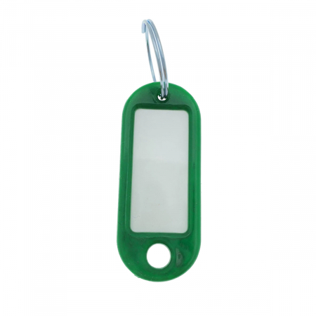 Breloc verde intens cu eticheta identificare si inel de prindere, Key Ring Tag, 52 x 22 mm, din plastic [1]