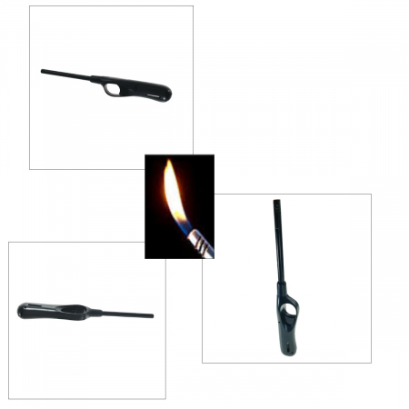 Bricheta cu gaz, BRB00047 Black, reincarcabila, pentru aprins focul, neagra [3]