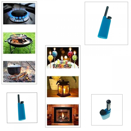 Bricheta cu gaz, BRC00026 Blue, reincarcabila, pentru aprins focul, albastra [2]