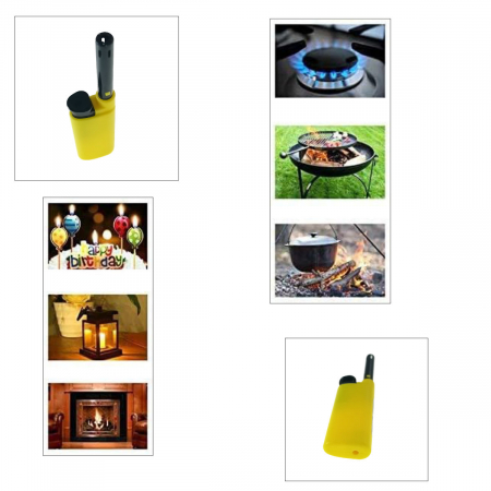 Bricheta cu gaz, BRC00026 Yellow, reincarcabila, pentru aprins focul, galbena [2]