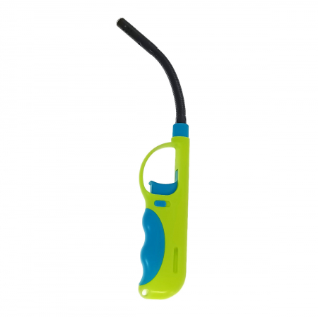 Unelte de mana - Bricheta cu gaz si aprinzator antivant, gat flexibil, rezervor reincarcabil, buton blocare, lungime 28 cm, verde cu albastru