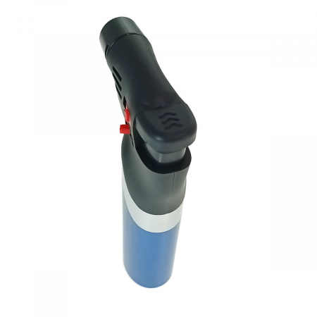 Bricheta cu gaz si aprinzator antivant, rezervor reincarcabil, buton blocare, flacara reglabila, lungime 12 cm, albastra [4]