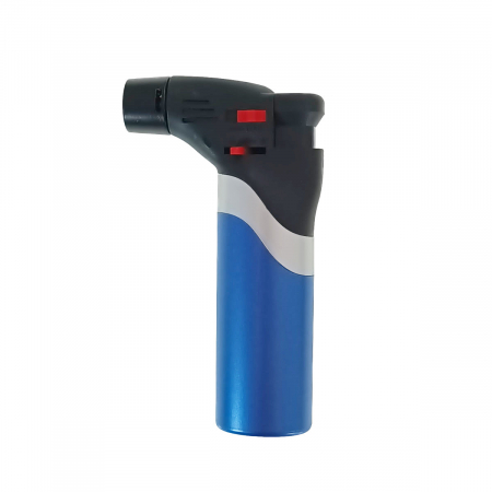 Unelte de mana - Bricheta cu gaz si aprinzator antivant, rezervor reincarcabil, buton blocare, flacara reglabila, lungime 12 cm, albastra