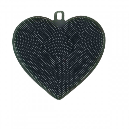 Bureti si spalatoare - Burete din silicon pentru spalare, multifunctional, dimensiuni 130 x 128 x 9 mm, forma inimioara, 41749, gri