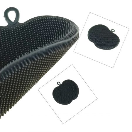 Burete din silicon pentru spalare, multifunctional, dimensiuni 125 x 120 x 9 mm, forma mar, 41749, gri [4]