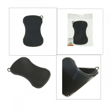 Burete din silicon pentru spalare, multifunctional, dimensiuni 130 x 81 x 9 mm, forma perna, 41749, gri [2]