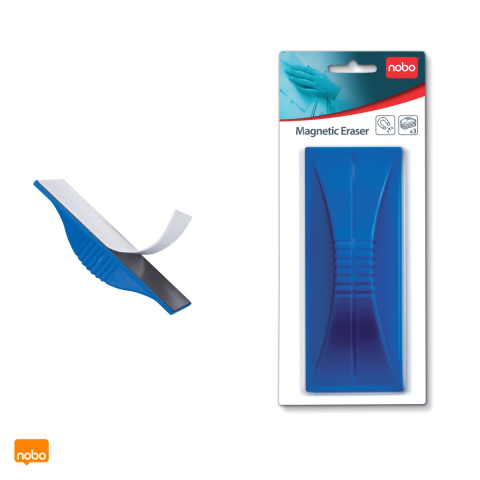 Burete magnetic Nobo, pentru whiteboard, cu rezerva, albastru, 89x34x219 mm [3]