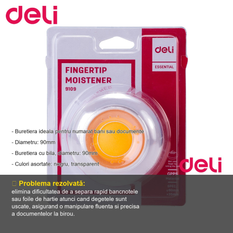 Buretiera cu bila Deli, diametru 90mm, pentru numarat bani si documente, culori asortate [1]