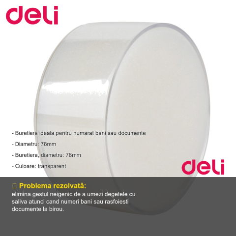 Buretiera transparenta Deli 78mm, pentru numarat bani si documente, ideala pentru birou [1]