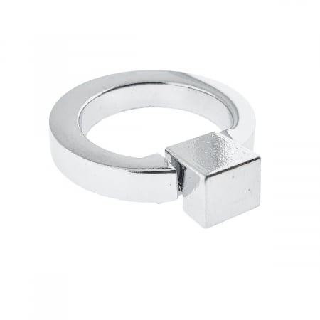 Bricolaj - Buton cu inel de prindere, pentru mobila, din metal, diametru 40 mm, MOB-67373, inaltime 7 mm, argintiu