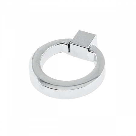Buton cu inel de prindere, pentru mobila, din metal, diametru 40 mm, MOB-67373, inaltime 7 mm, argintiu [5]