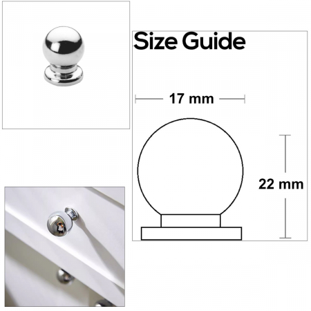 Buton pentru mobila, din metal, forma sferica, diametru 17 mm, MOB-67029, inaltime 22 mm, argintiu [1]