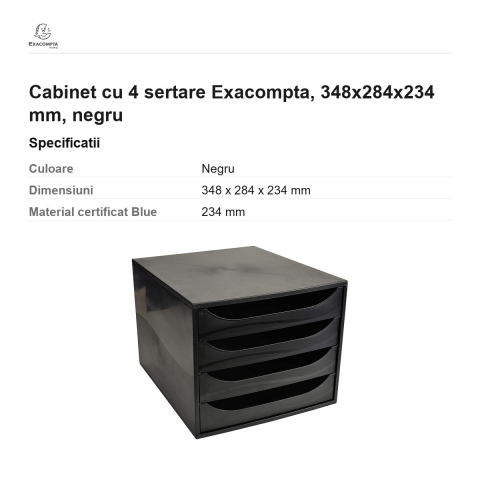 Cabinet cu 4 sertare Exacompta, 348x284x234 mm, negru [2]
