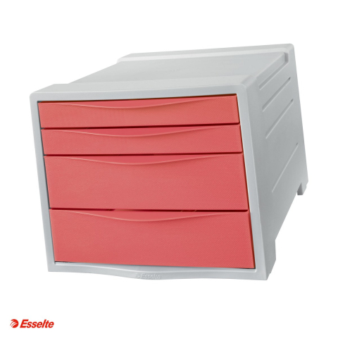 Birotica papetarie - Cabinet cu sertare Esselte Colour'Breeze, 4 sertare, PS, A4, pentru arhivare, corai