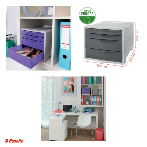 Cabinet cu sertare Esselte Colour'Breeze, 4 sertare, PS, A4, pentru arhivare, verde [3]