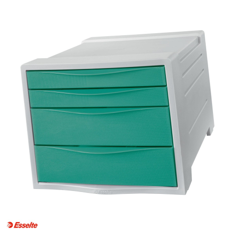 Birotica papetarie - Cabinet cu sertare Esselte Colour'Breeze, 4 sertare, PS, A4, pentru arhivare, verde