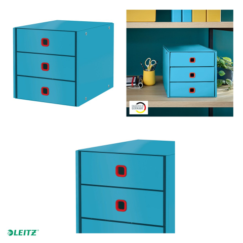 Cabinet cu sertare Leitz Cosy Click & Store, 3 sertare, carton laminat, A4, albastru Celest [3]