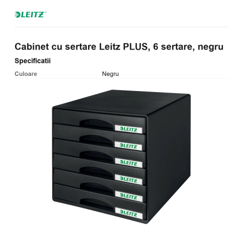 Cabinet cu sertare Leitz PLUS, 6 sertare, negru [2]