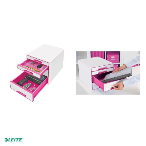 Cabinet cu sertare Leitz WOW, 4 sertare, roz [3]