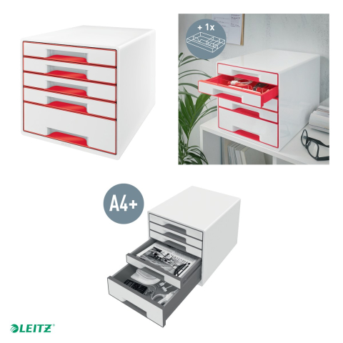 Cabinet cu sertare Leitz WOW, 5 sertare, rosu [3]