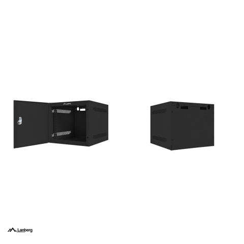 Cabinet rack de perete Lanberg 10 inch 4U, 280 x 310 mm, usa metalica cu incuietoare, flat pack, sarcina 20 kg, negru, WF10-2304-00B [4]