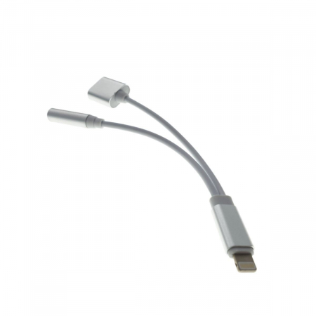 Adaptor 2în1 Lightning la Jack 3.5mm + Încărcare - 12cm - Compatibil iPhone 7/8/X/11/12/13/14 [2]