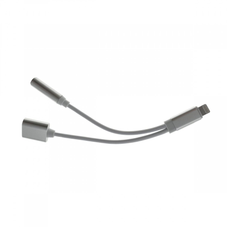 Adaptoare diverse - Adaptor 2în1 Lightning la Jack 3.5mm + Încărcare - 12cm - Compatibil iPhone 7/8/X/11/12/13/14