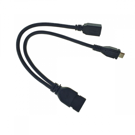 Cablu adaptor OTG, Cablexpert 06730, USB 2.0 mama la microUSB 2.0 tata si microUSB 2.0 mama, lungime 15cm, negru [3]