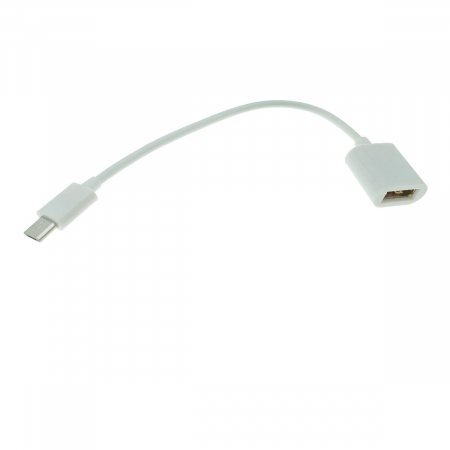 Cablu adaptor OTG USB 2.0 mama la microUSB tata, 12 cm, alb [2]