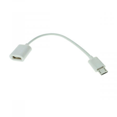 Adaptoare microUSB - Cablu adaptor OTG USB 2.0 mama la microUSB tata, 12 cm, alb