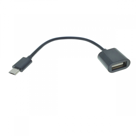 Adaptoare microUSB - Cablu adaptor OTG USB 2.0 mama la microUSB tata, 12 cm, negru