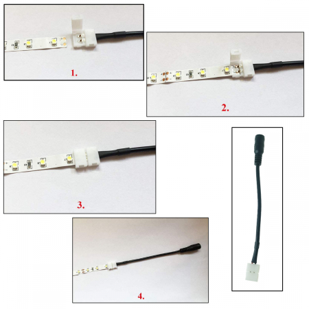 Cablu alimentare benzi Led 8mm, cu conector 2.1/5.5mm mama la conexiune 2 pini, lungime 15cm, negru [3]