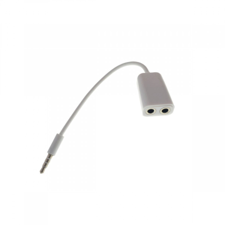 Cablu audio adaptor Jack 3.5mm 4 pin tata la 2 x Jack 3.5mm 3 pin mama, lungime 10cm, alb [1]