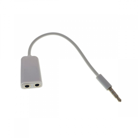 Adaptoare audio - Cablu audio adaptor Jack 3.5mm 4 pin tata la 2 x Jack 3.5mm 3 pin mama, lungime 10cm, alb