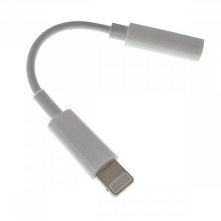 Cablu audio adaptor jack 3.5mm mama la Apple 8 pini Lightning tata, casti audio si microfon, alb [1]