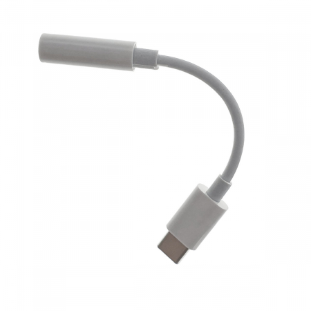 Cablu audio adaptor jack 3.5mm mama la USB Tip C tata, casti audio si microfon, alb [1]