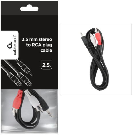 Cablu audio Jack 3.5mm la 2 x RCA, lungime 2.5m - Conexiune dispozitive portabile la echipamente Hi-Fi, Cablexpert [2]