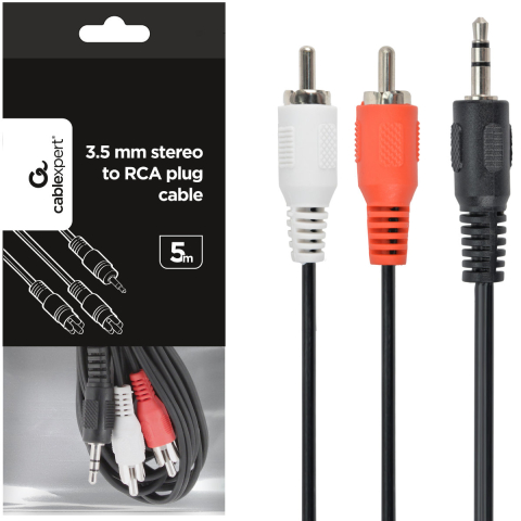 Cablu audio Jack 3.5mm la 2 x RCA, lungime 5m - Conexiune dispozitive portabile la echipamente Hi-Fi, Cablexpert [1]