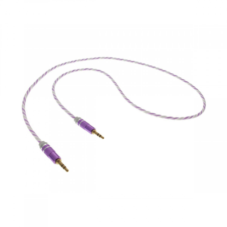 Cu mufa jack 3.5 - Cablu Audio jack 3.5mm tata - jack 3.5mm tata,stereo,1m,siliconic,alb cu mov