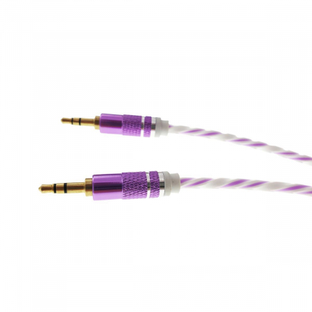 Cablu Audio jack 3.5mm tata - jack 3.5mm tata,stereo,1m,siliconic,alb cu mov [3]