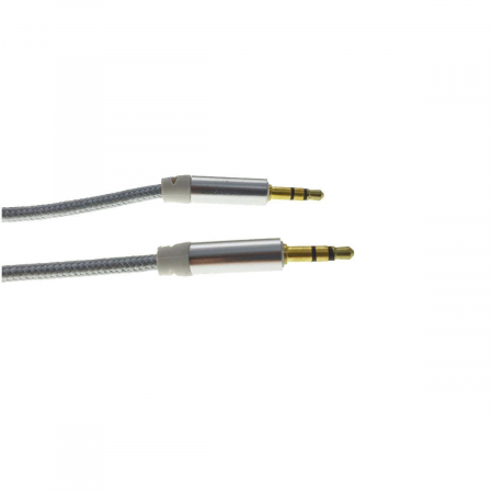 Cablu audio jack 3.5mm tata la jack 3.5mm tata, stereo, 100cm, invelis textil, argintiu [3]