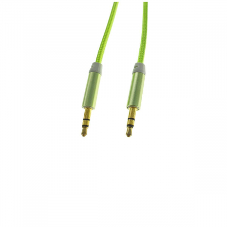 Cablu audio jack 3.5mm tata la jack 3.5mm tata, stereo, 100cm, invelis textil, verde fluorescent [2]