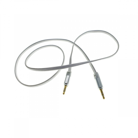 Cu mufa jack 3.5 - Cablu Audio jack 3.5mm tata la jack 3.5mm tata, stereo, 90cm, siliconic plat, alb