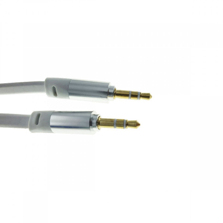 Cablu Audio jack 3.5mm tata la jack 3.5mm tata, stereo, 90cm, siliconic plat, alb [1]