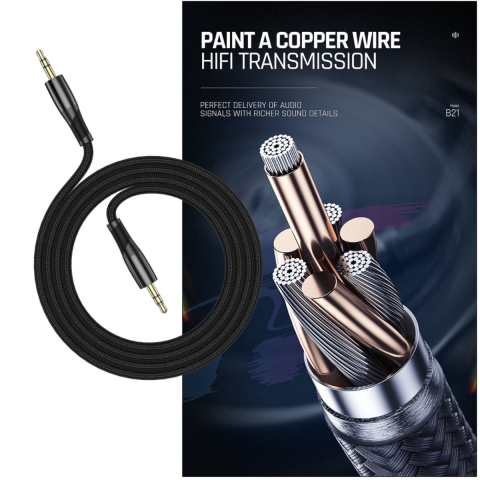 Cablu Audio Jack 3.5mm Tata-Tata, Jellico B21, Cu Conectori Auriti si Impletitura Rezistenta, pentru Transfer Audio Hi-Fi la Boxe, Casti, Masina si Dispozitive Mobile [3]