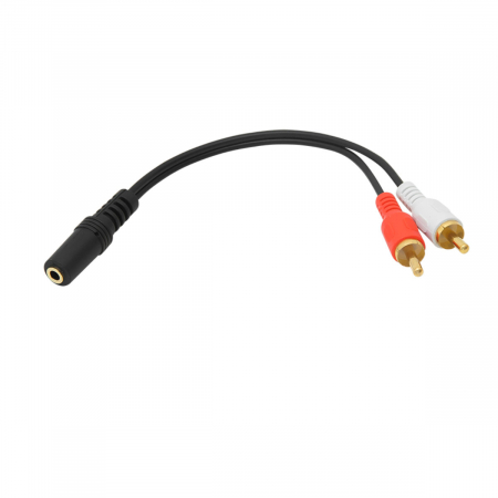 Cu mufa RCA - Cablu audio splitter stereo jack 3,5mm mama la 2 X RCA tata, Blow, lungime 20 cm, negru