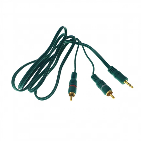 Cu mufa RCA - Cablu audio stereo jack 3.5mm la 2xRCA, lungime 1.5m, verde