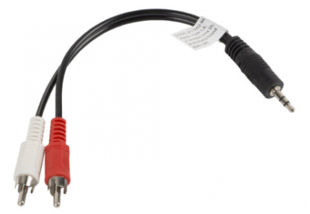 Cablu audio stereo jack 3.5mm tata 3-pin la 2 X RCA tata, Lanberg 41403, lungime 20 cm, negru [3]