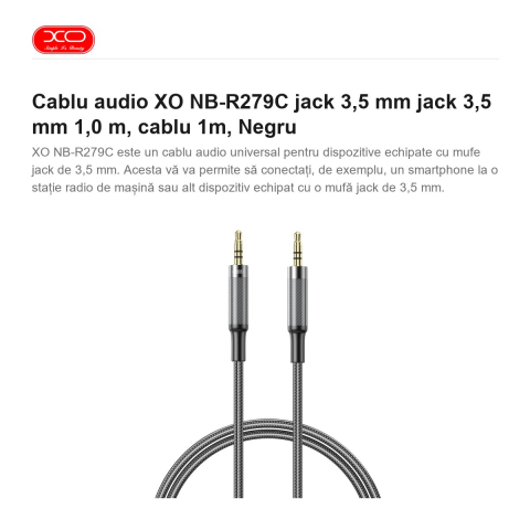 Cablu audio XO NB-R279C jack 3,5 mm jack 3,5 mm 1,0 m, cablu 1m, Negru [1]