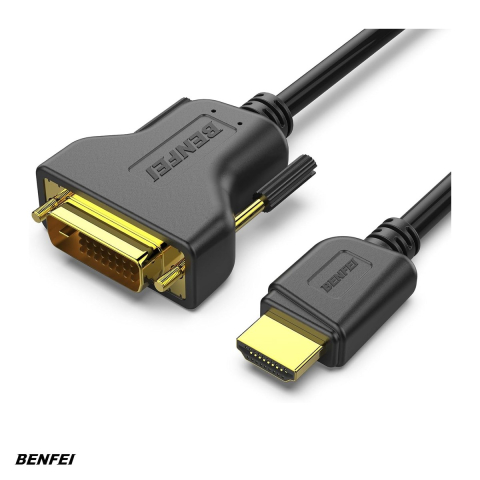 Conectica IT - Cablu Benfei HDMI la DVI, lungime 0.9 m bidirectional, Full HD 1080P, 32 AWG, Negru